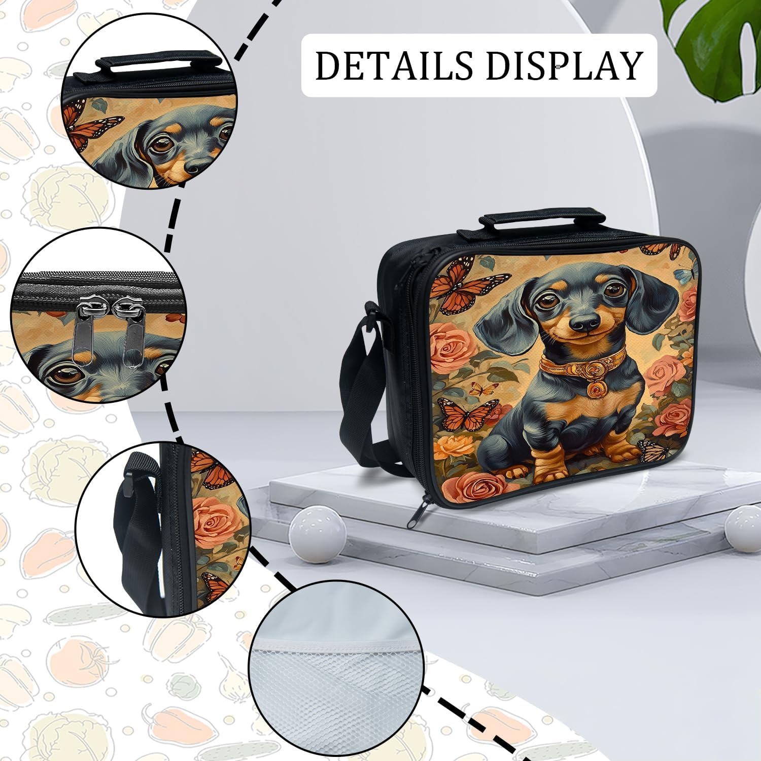 Cute Dachshund Backpack Set 3 Piece School Bags and Lunch Box with Pencil Case Funny Flower Dog Animal Bookbag Set for Toddler Kids Girls Boys Teens Kindergarten Elementary Middle - Image 4