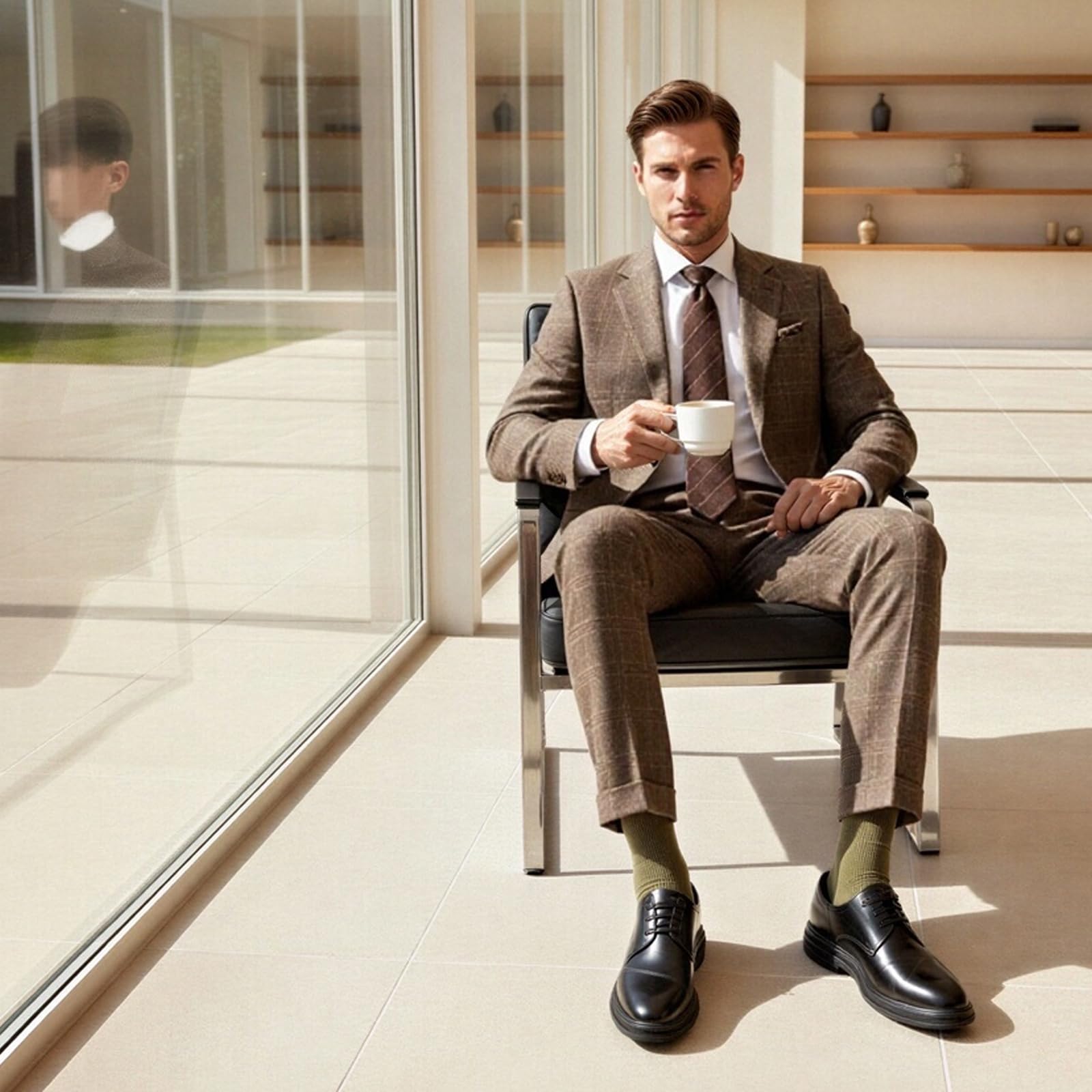 DADAWEN Chaussures de Ville Homme Cuir Verni Noir Derby pour Mariage cérémonie Travail Bureau