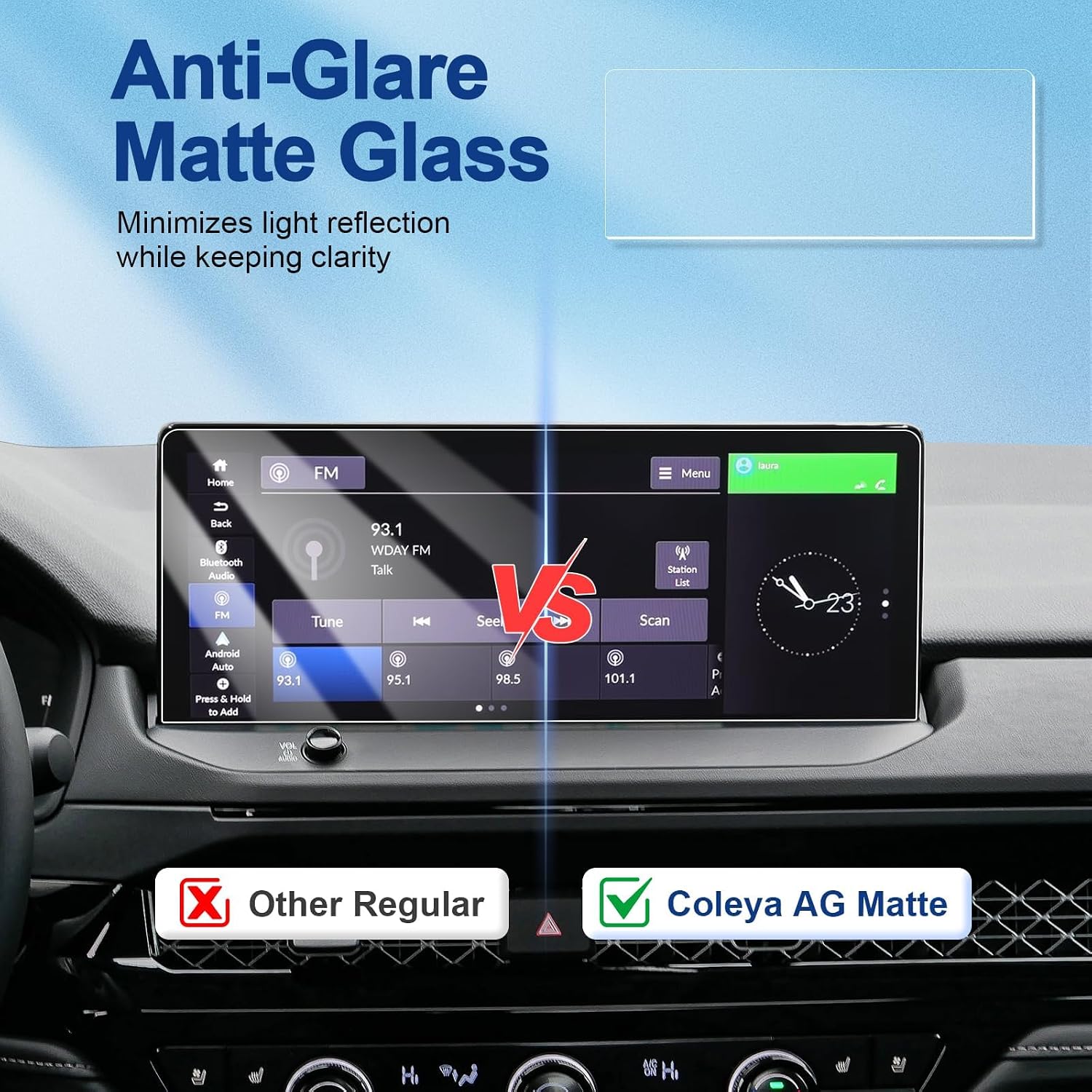 Anti-Glare Matte 2023-2026 Accord Hybrid Screen Protector, (Sport/EX-L/Sport-L/Touring) 12.3-inch Touchscreen, 9H Tempered Glass 2024 2025 Accord Hybrid Accessories HD&Anti-Fingerprint 12.3"