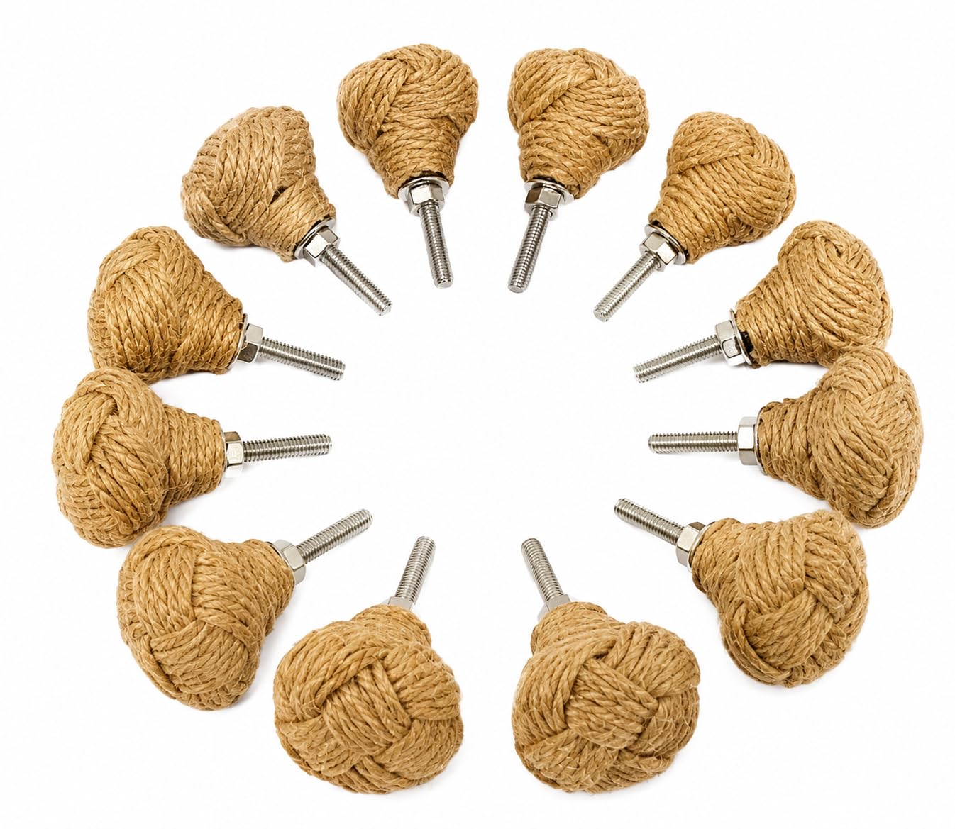 Poignée de meuble corde de jute blanche 47mm bouton tiroir placard x12