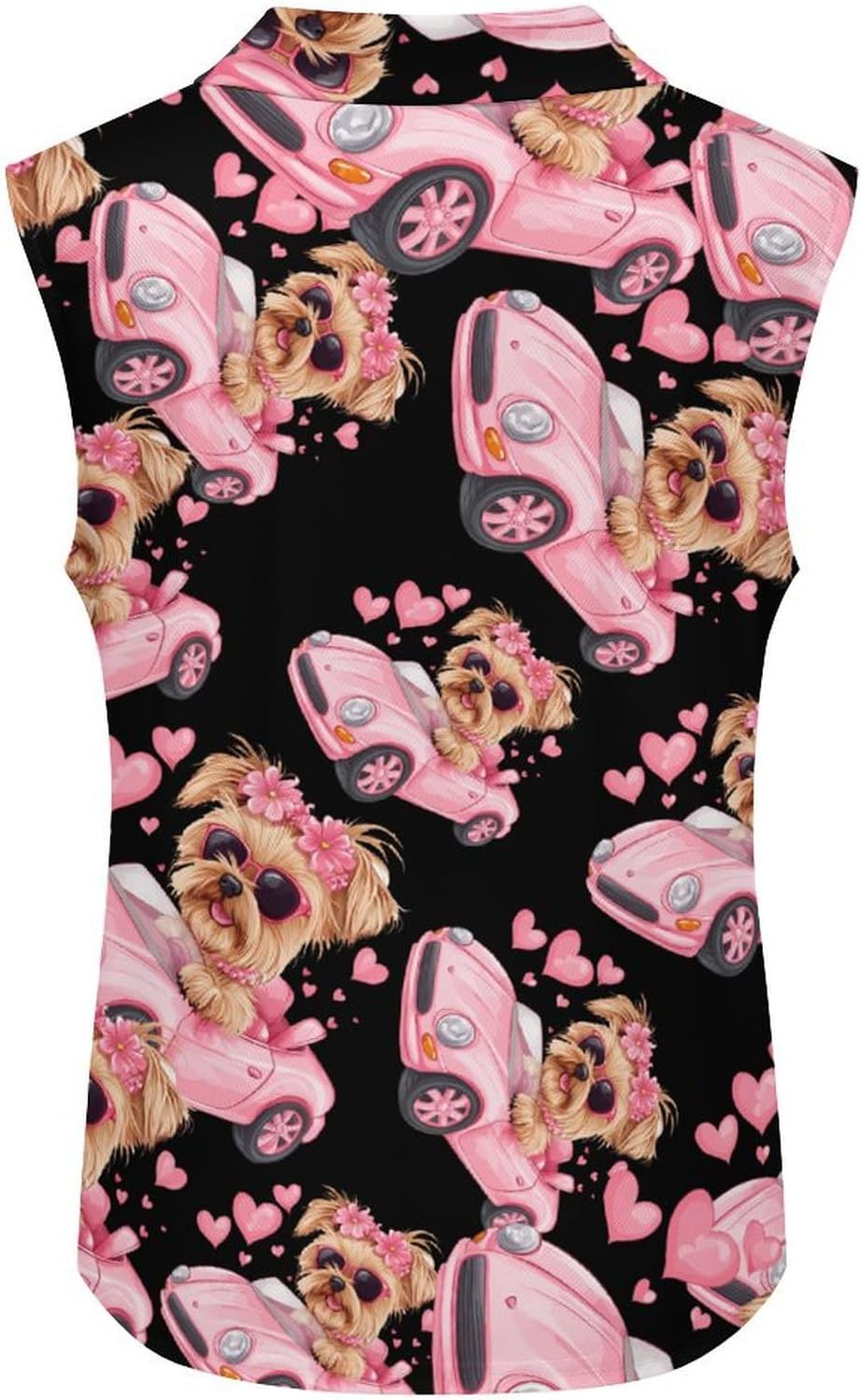 Yorkshire Terrier Sports Car Womens Golf Shirts Print Polo Shirt Sleeveless Tank Top Casual Work Blouses