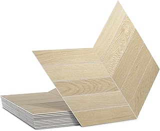 12-Pack Peel and Stick Floor Tile, 12.2" x 10" Chevron SPC Self-Adhesive Luxury Vinyl Flooring, Wood-Look Groutable Backsplash Tile for Kitchen Bathroom, Natural Oak, Covers 10.32 Sq. Ft.