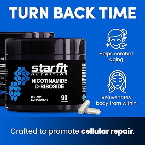 Miniatura 6 de STARFIT - Nicotinamida D-ribósido (paquete de 2), Booster NAD+, suplemento de energía y enfoque, apoyo celular antienvejecimiento, total de 180