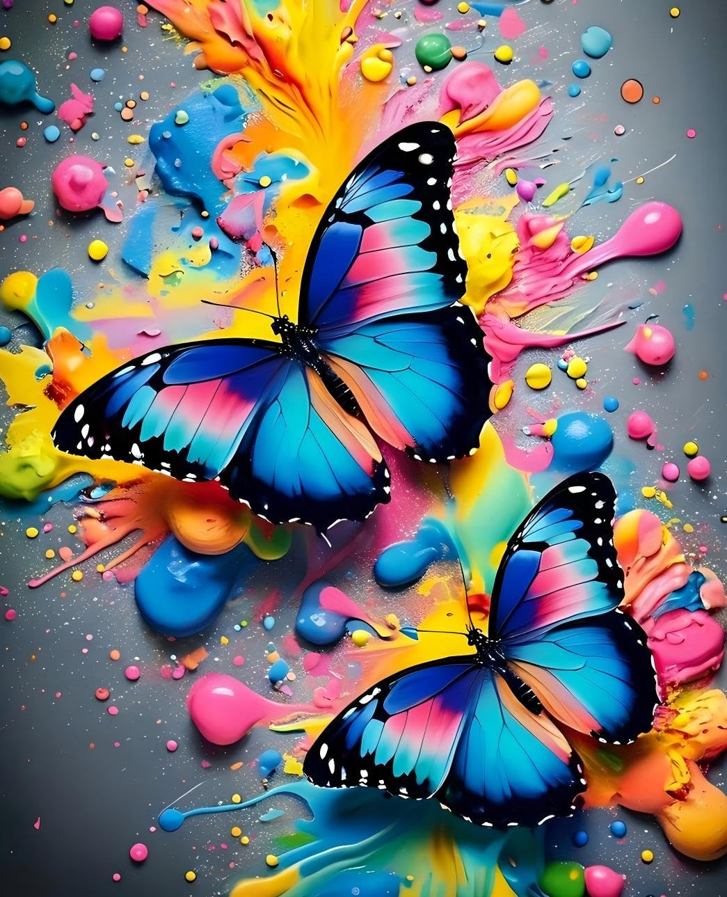 WANGWANGMIAO Paint by Numbers for Adults Butterflies Pigments- DIY Oil Painting Kits with Brushes and Acrylic Pigment, 16x20 inch Canvas，with Frame