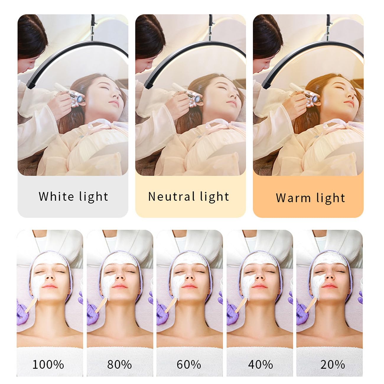 ayex LED Beauty Standleuchte 24 Zoll Lichtbogen für Kosmetik, Wimpern & Tattoo schwarz M6X