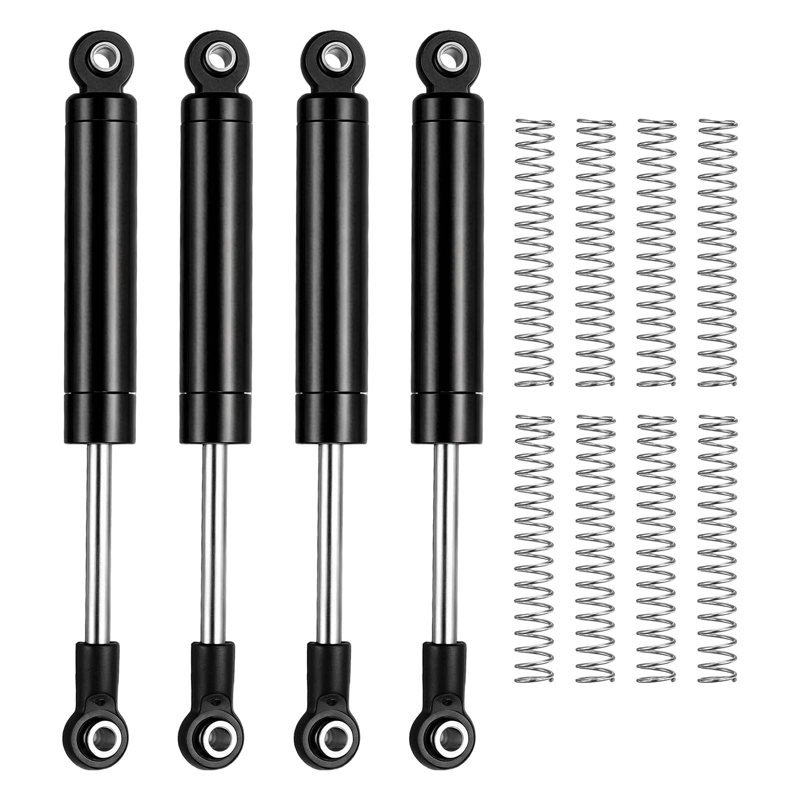 Rebower RC Shock Absorber (with Internal Spring Spare Springs), [for 1/10 RC Crawler ] - 76-101mm / Black / 4 Pcs
