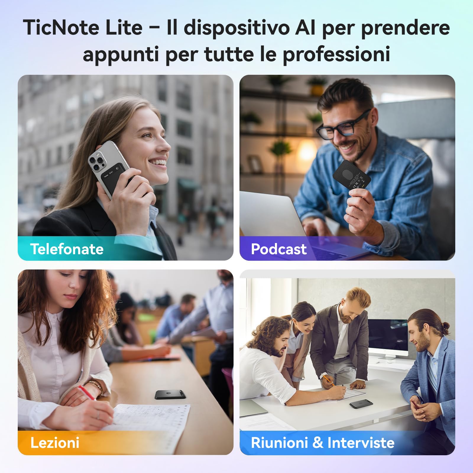 Mobvoi TicNote Lite Registratori vocali digitali AI 4 GB, Custodia Magnetica Integrata, Controllo App, Oltre 120 Lingue, Trascrizione e Riepilogo AI Shadow, Registratore Audio Digitale per Telefonate