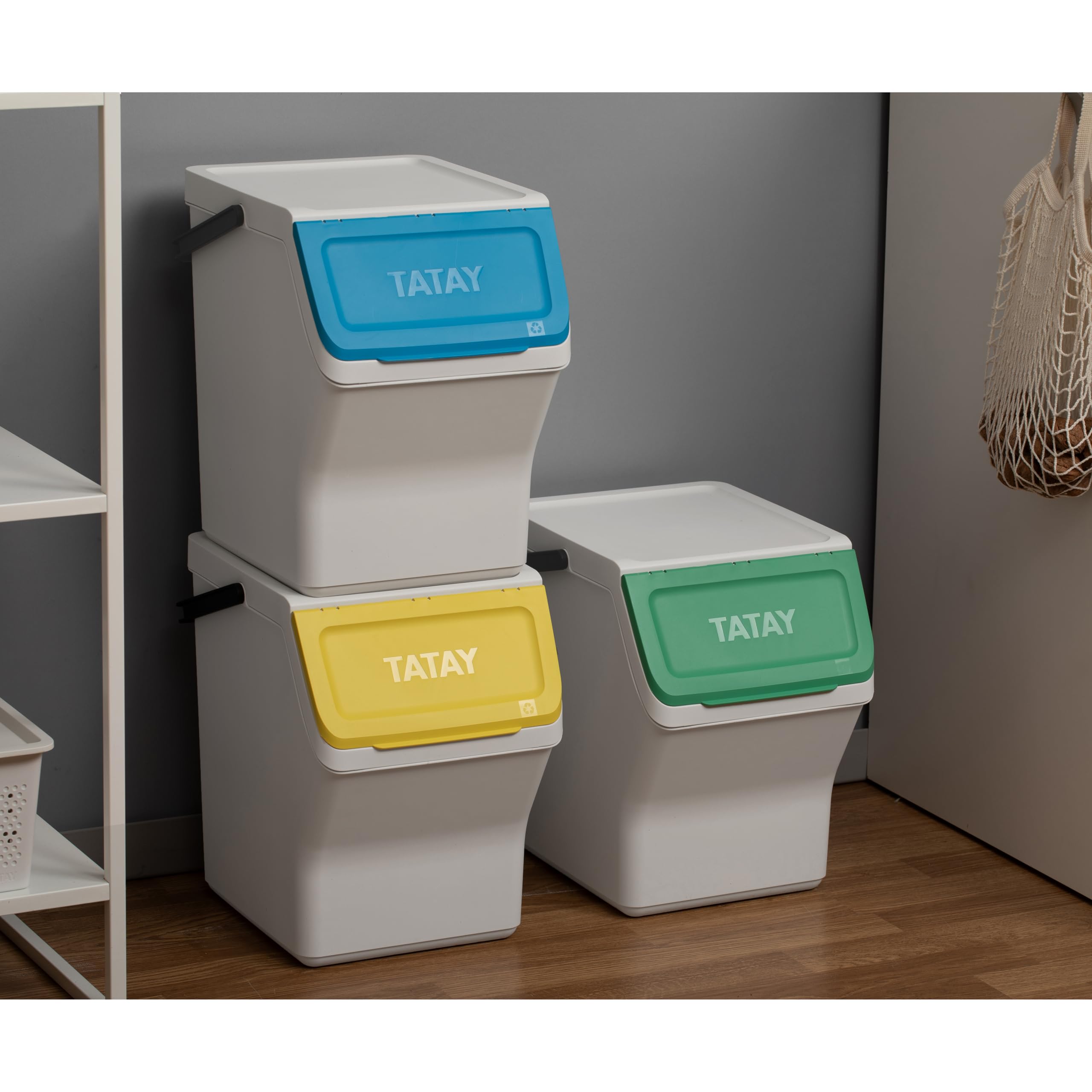 TATAY Poubelles De Recyclage Easy Waste 20L | Set De 4 | Design
