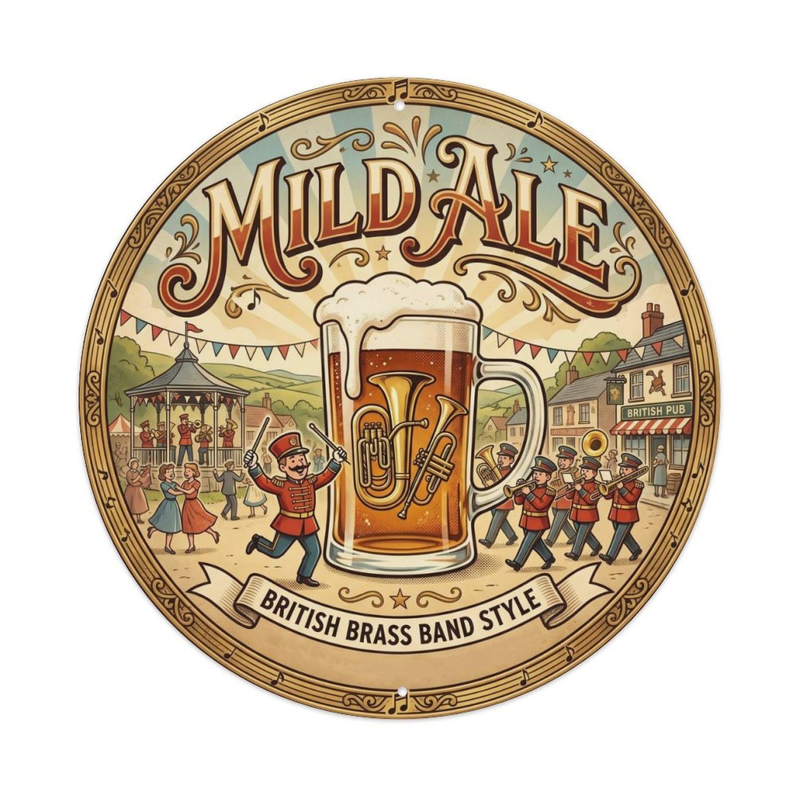 Old School Mild Ale Beer Tavern Culture Festival Brew Metal Tin Sign
