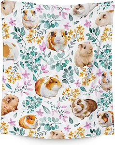 Guinea Pig Blanket Gifts - 40x50 Inches Cute Throw for Girls & Boys - White Soft Fuzzy Blankets for Bed, Couch & Living Room