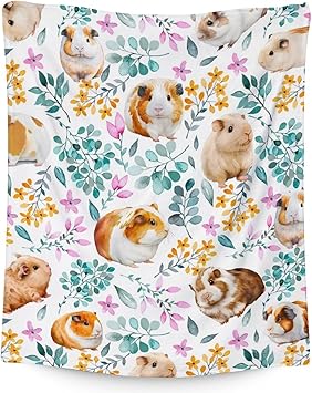 Guinea Pig Blanket Gifts - 40x50 Inches Cute Throw for Girls & Boys - White Soft Fuzzy Blankets for Bed, Couch & Living Room