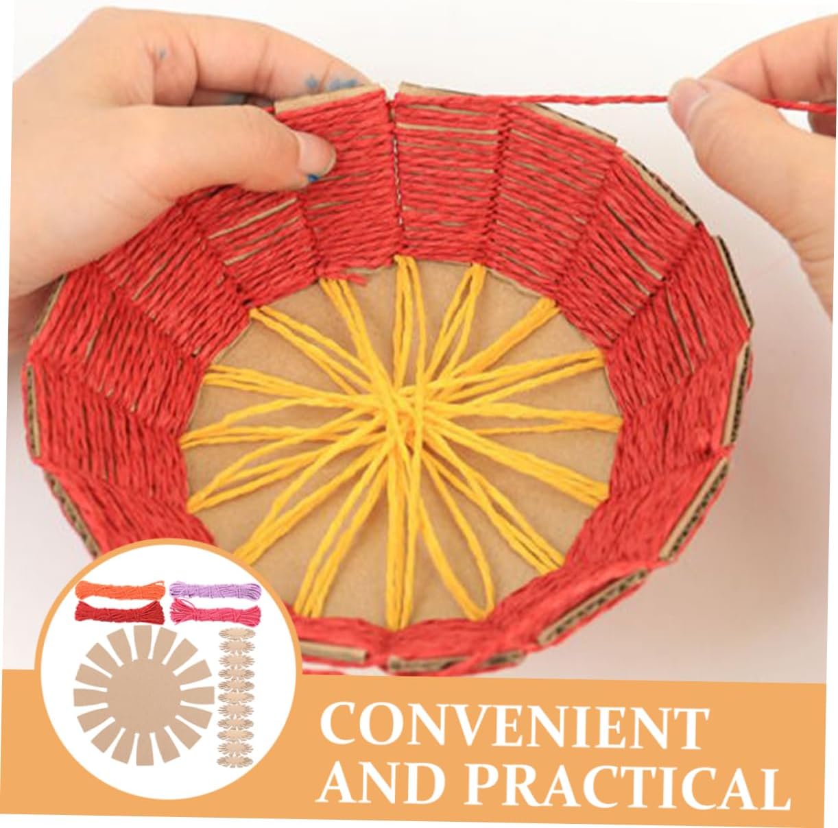 WEKAMOS 1set DIY Paper Basket Weaving Materials Kit for Boys and Girls Cardboard Baskets Paper Ropes Orange Red Purple and Craft Supply Set for Creative Handicrafts