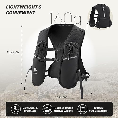 Miniatura 2 de Alpheratz Chaleco de hidratación para correr con vejiga de agua de 16.9 fl oz, correas ajustables ligeras para el pecho, mochila de hidratación para