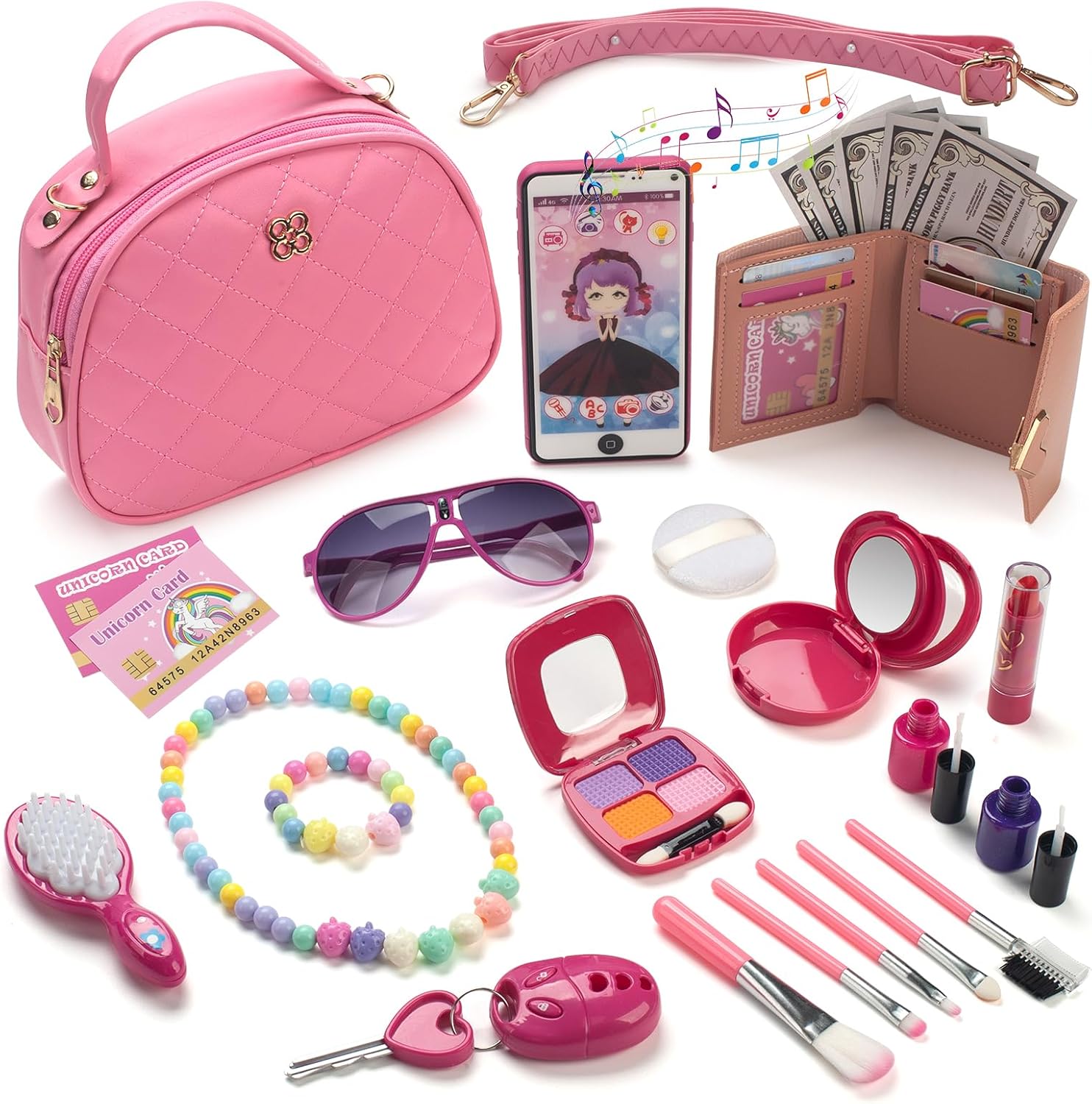 Play Purse for Little Girls, Pretend Makeup Toys for Toddlers, Toddler Purse with