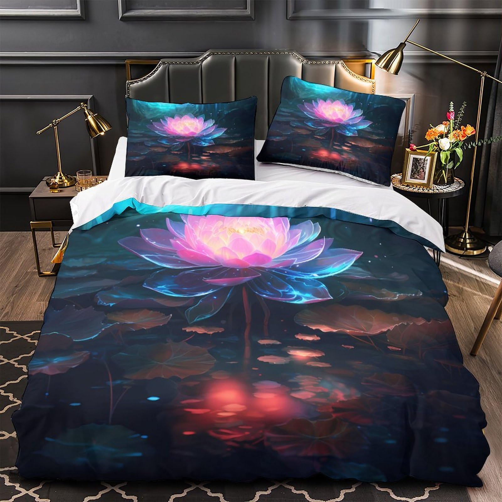 Housse de couette résistant aux lavages motif animaux sauvages grand lit king