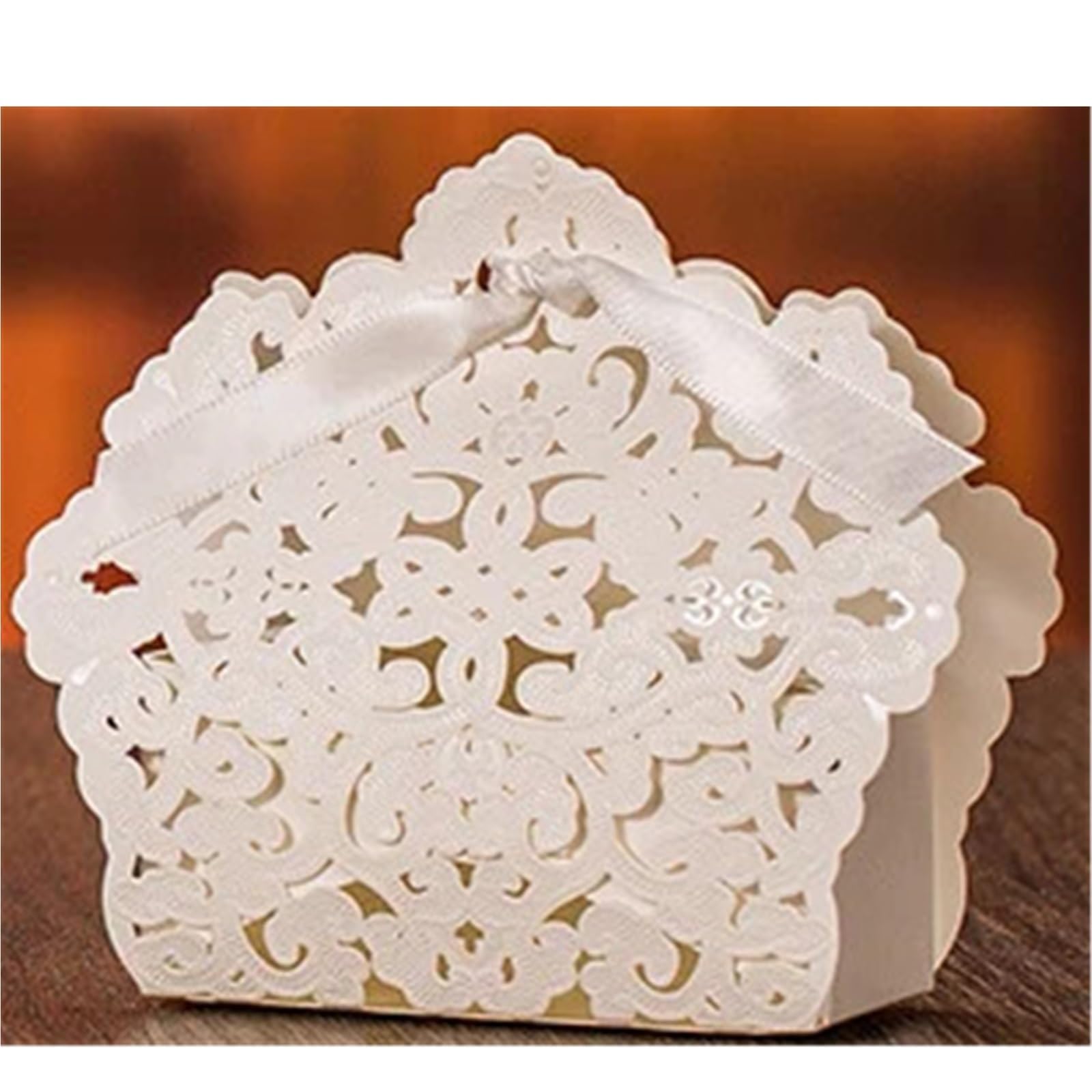 Scatoline Portaconfetti 10/50/100pcsWhite Red Gold Blue Champange Wedding Candy Box with Ribbon Sweets Candy Favors Bags Boxes Birthday(Brown2,9.7X7.5X3.2CM_50PCS)