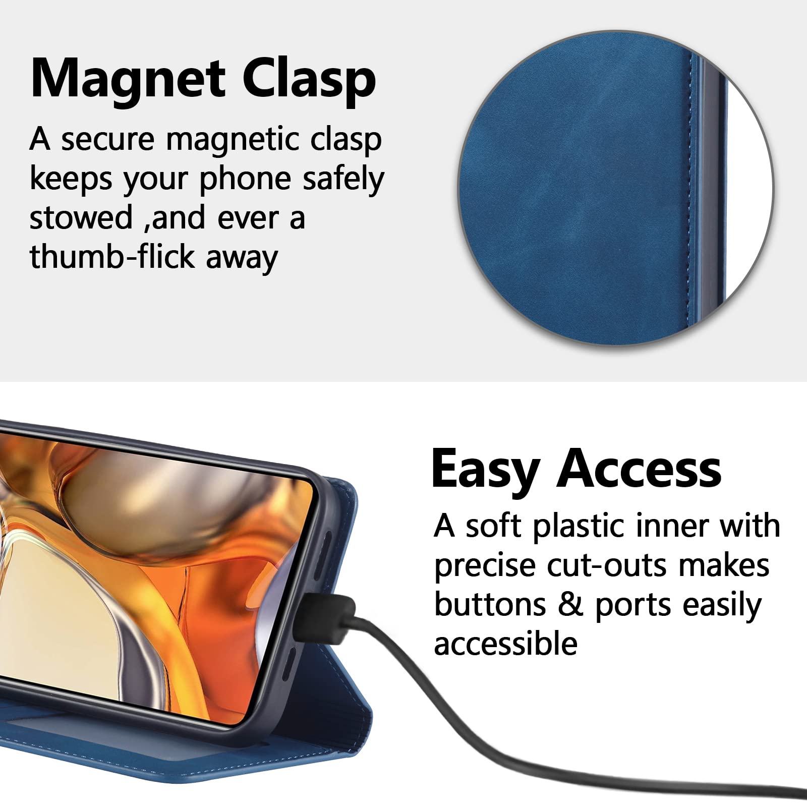 Custodia Portafoglio LBH Per Xiaomi 11T / 11T Pro – Turchese, Con Slot Carte E Banconote, Supporto Magnetico - 3
