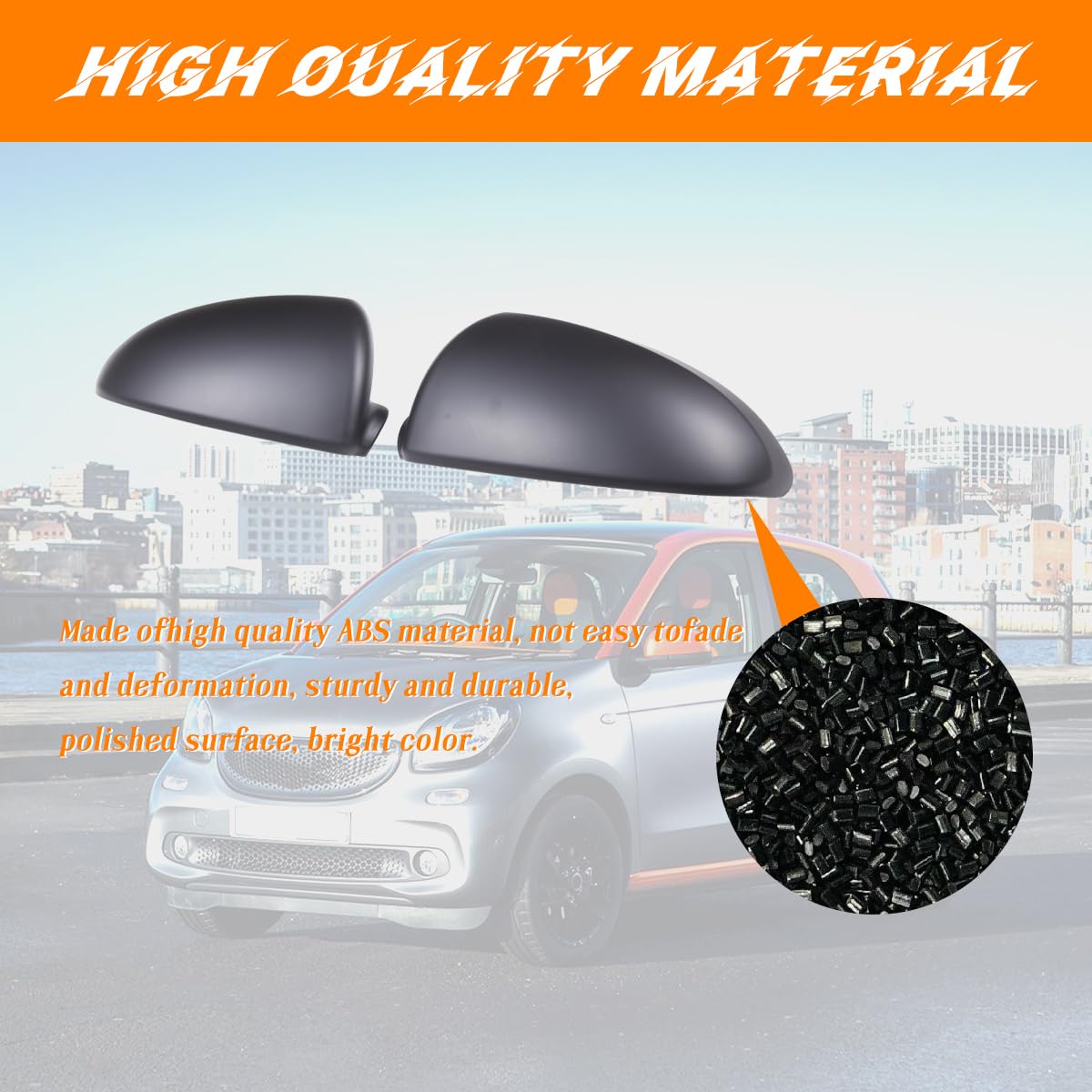 Coperture per specchietti in fibra di carbonio, adatte per Benz Smart 451 2009–2015, protezione per specchietto retrovisore esterno laterale, accessorio (Nero Opaco)