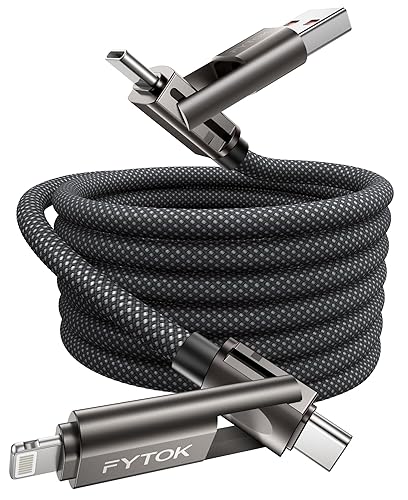 Miniatura 8 de Cable USB C de carga rápida de 60 W para iPhone de 6 pies, [certificado Apple MFi] USB a USBC a Lightning, cable de carga 4 en 1 con tipo C/USB A