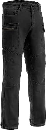 BROGER Bronx Motorradjeans Motorradhose Herren | Denim | Aramidfaser Futter | Knie und Hüftprotektoren Stufe 1 | Cargotaschen | Schutzstufe AA | Regular Fit