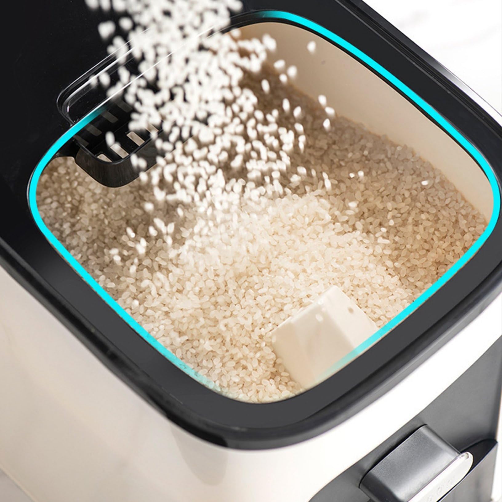 米櫃ライスボックス収納量6kg　③ Amazon｜米櫃 計量こめびつ ライスボックス 密閉性アップ 米びつ 防湿
