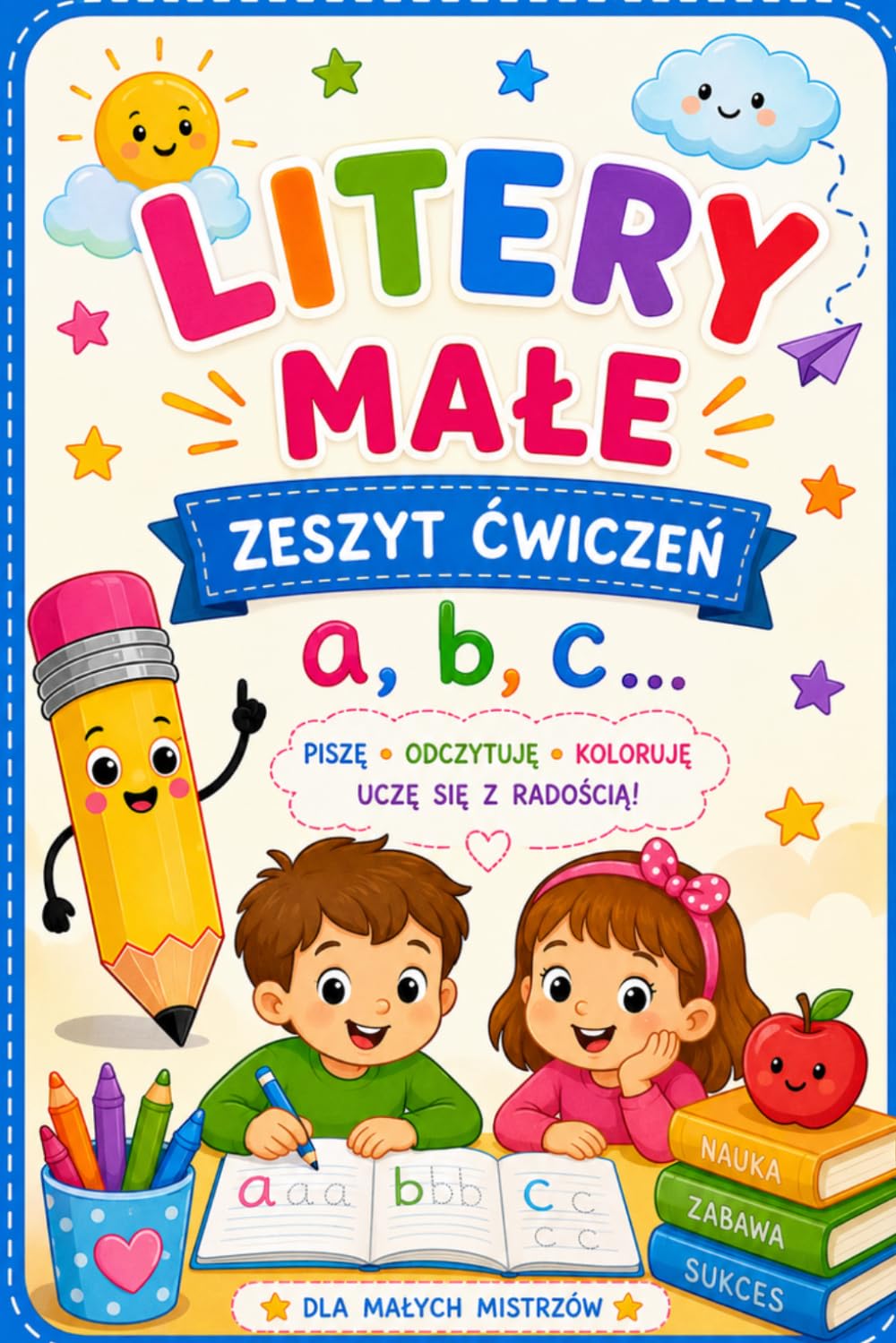 Literki małe zeszyt ćwiczeń a b c ........: Piszę, odczytuję, koloruję, uczę się z radością. Dla małych mistrzów