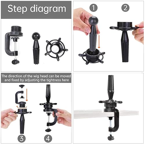 Miniatura 5 de ZGCYSMHT - Cabeza de maniquí con soporte para hacer pelucas, de 21 a 24
