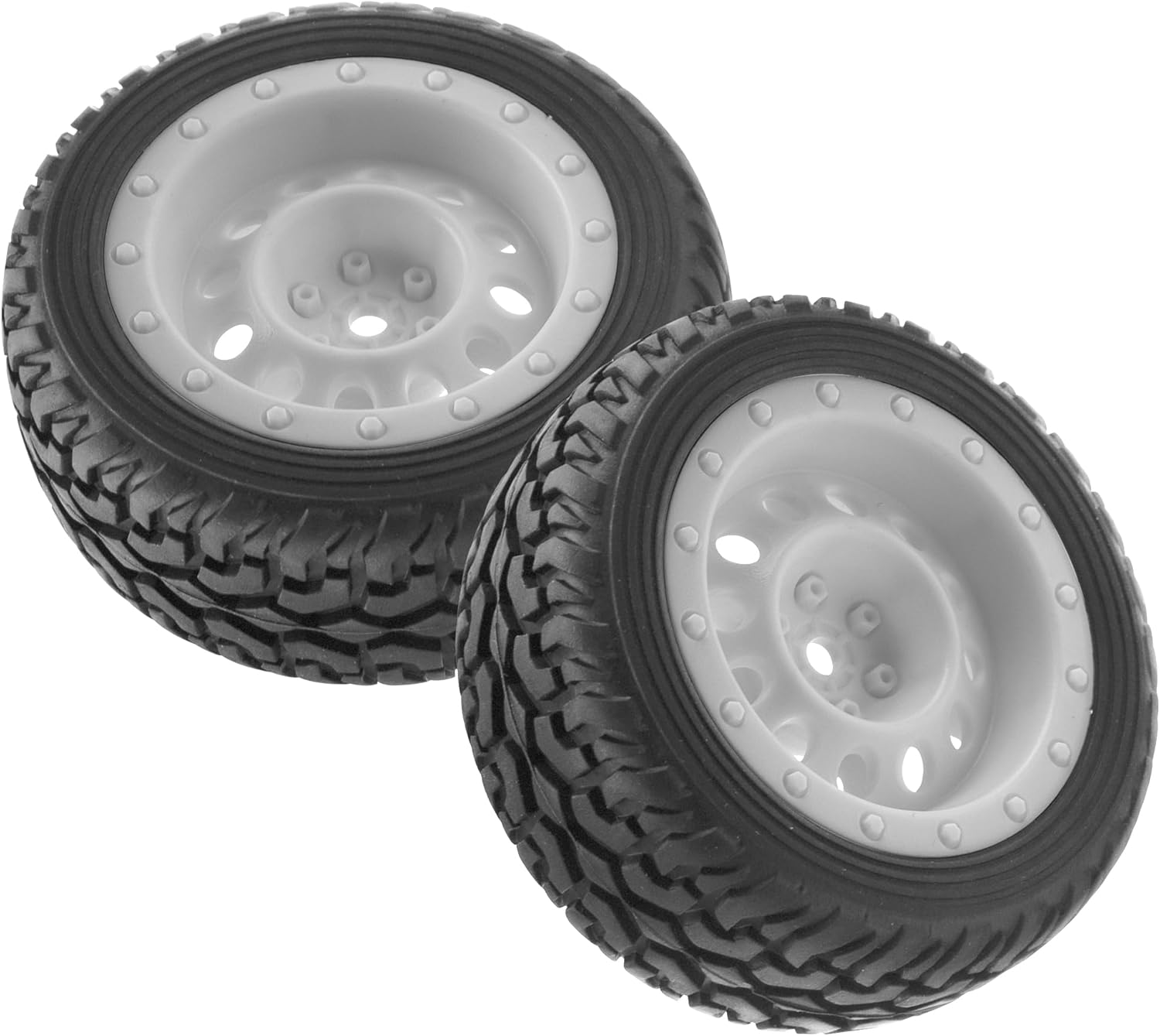 ShareGoo 75mm RC Rally Car Tires Rubber Tires Tyres & Plastic Wheel Rims 12mm Hex Compatible with Traxxas Tamiya HSP HPI Kyosho 1/10 RC On Road Racing Car (White)