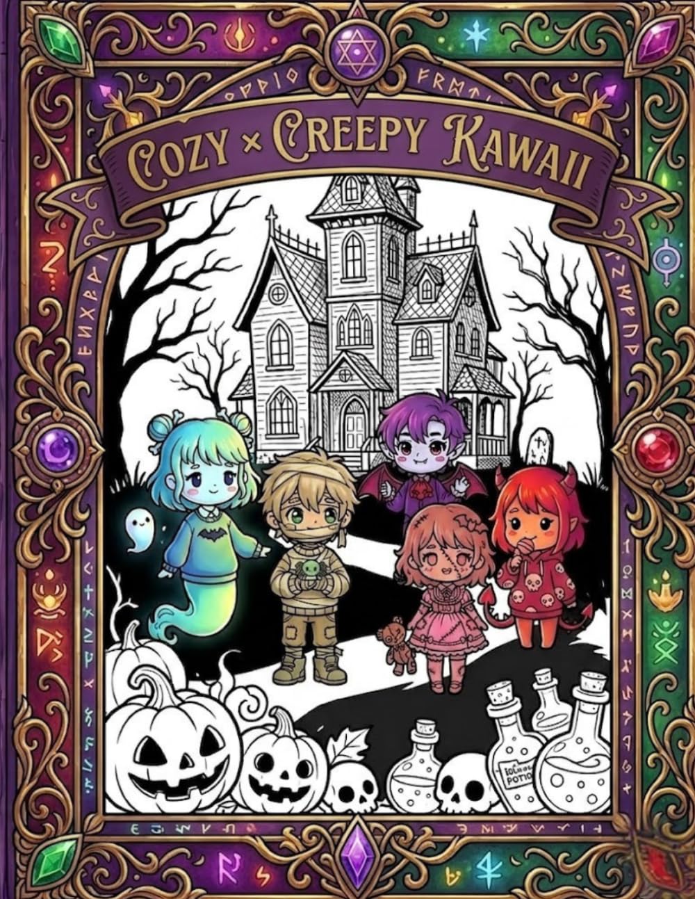 Cozy × Creepy Kawaii Coloring Book: Bold and Easy Spooky Cute Characters, Pastel Goth Aesthetic, and Relaxing Magic for Adults and Teens