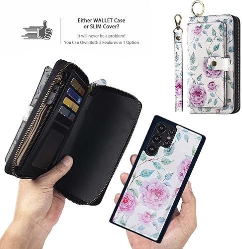 Miniatura 2 de AIFENGCASE - Funda compatible con Samsung Galaxy S22 Plus para mujeres y hombres, cartera de cuero con cremallera, funda de piel tipo cartera con