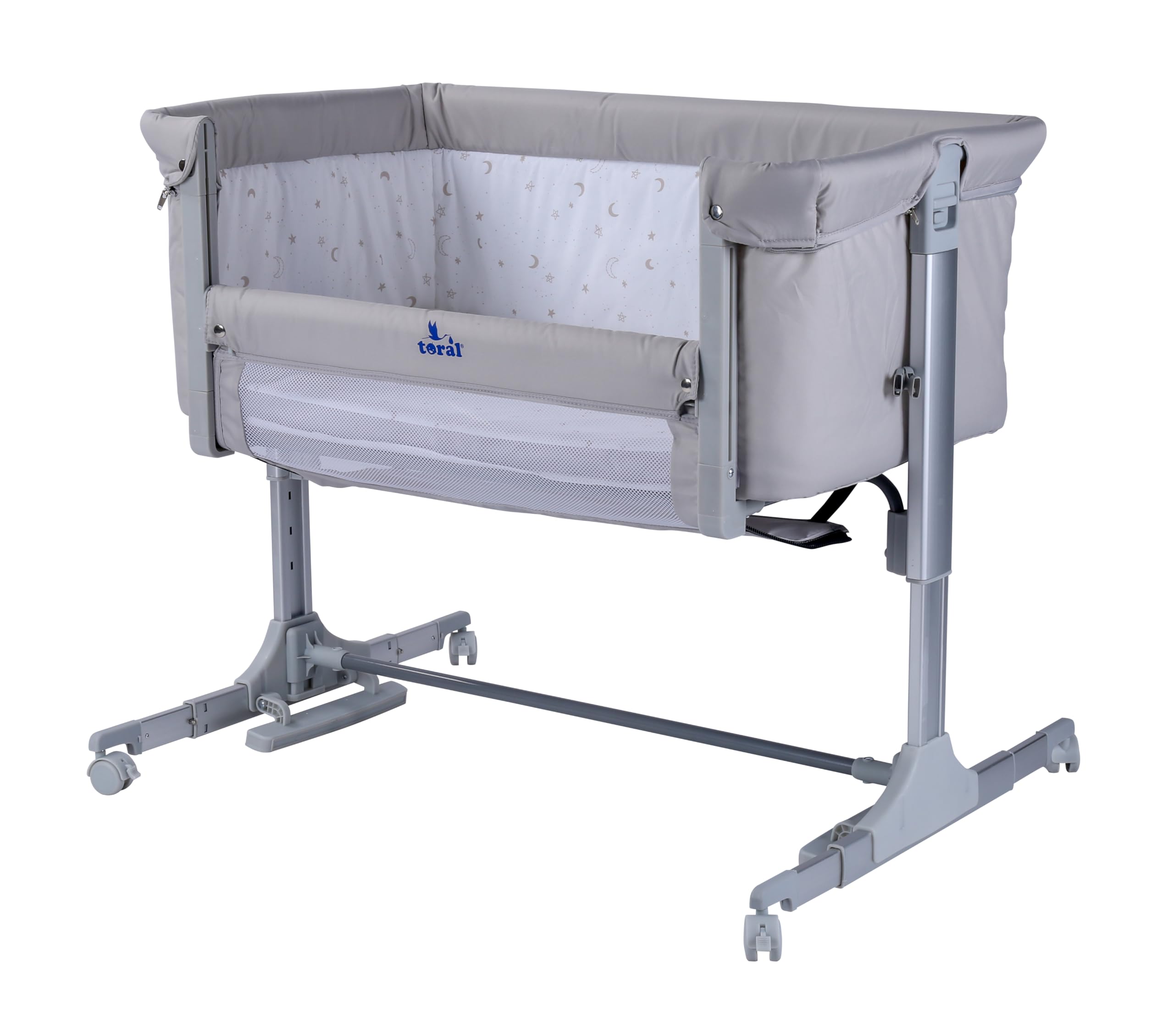 TORAL Cuna Colecho Bebe 3 en 1 - Moises para Bebe Recien Nacido, Altura Ajustable, Función Balanceo y Ruedas con Freno - Minicuna Bebe con Colchón - Cuna Bebe Moises Colecho