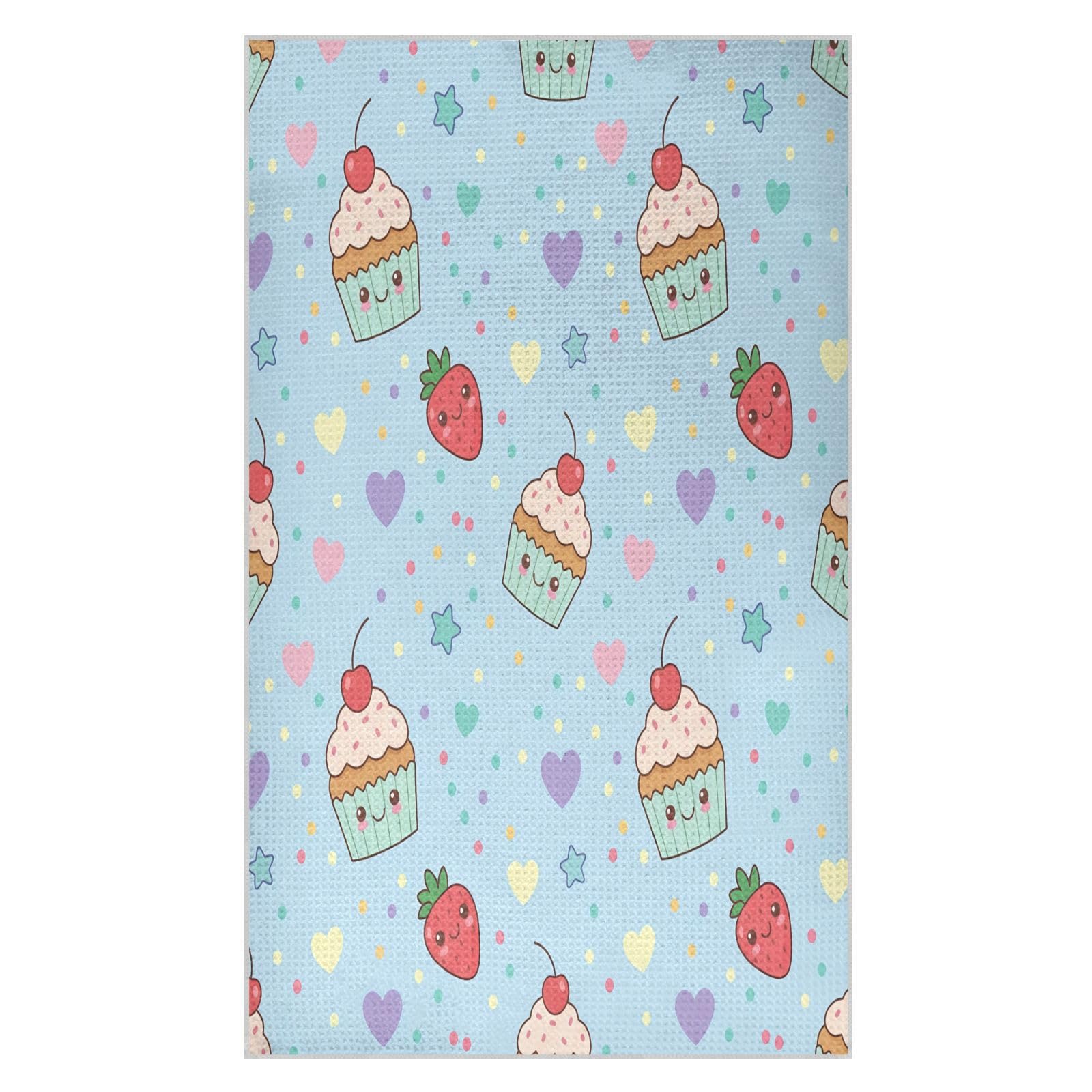 BURSTDDY Strawberry Cake Kitchen Towels,Absorbent Dish Towels 2 Pack