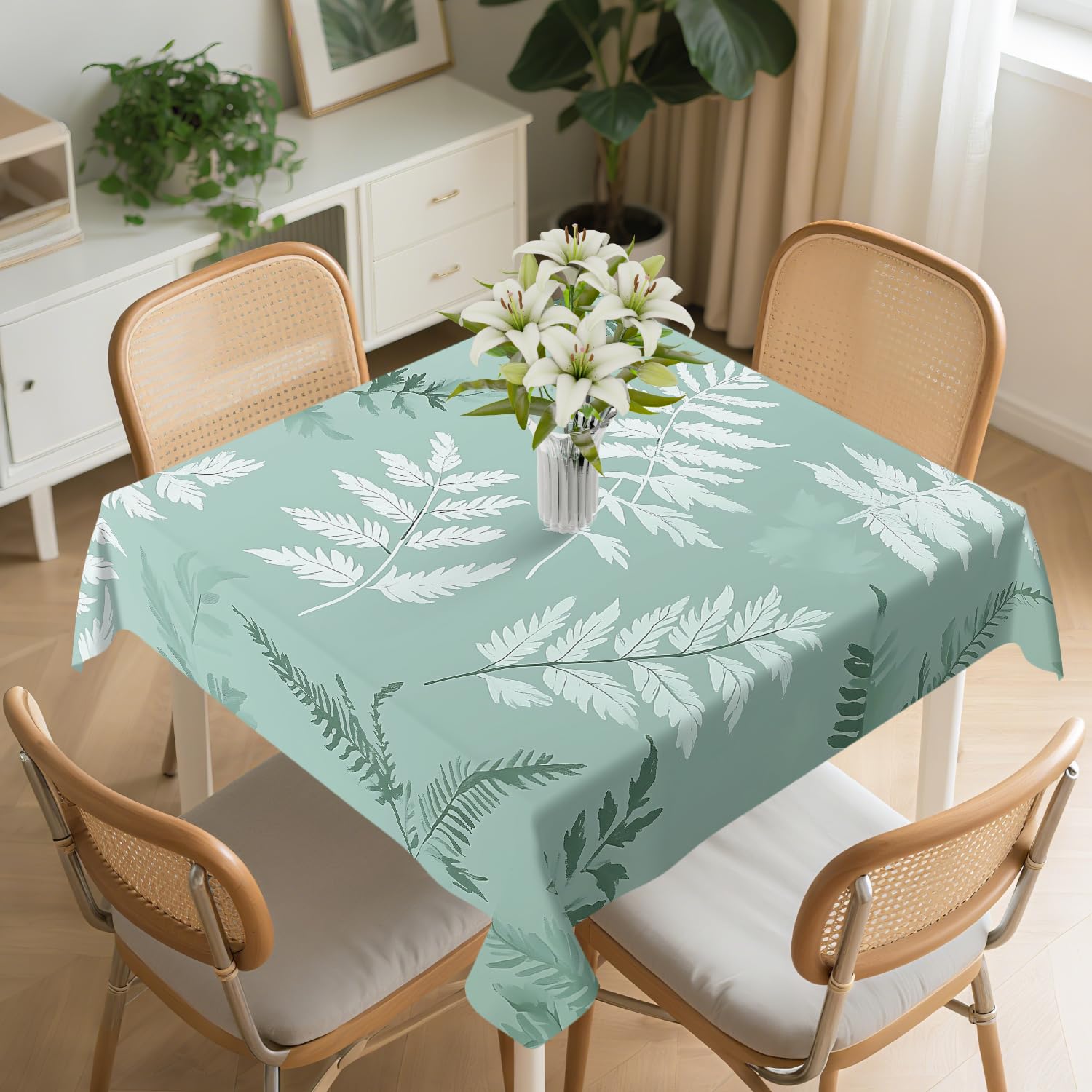 Yesad Square Tablecloth 54x54In Floral Table Cover 60x60In Washable Table Cover for Party Restaurant, Picnic, Indoor and Outdoor Dining, 54x54In, Mint