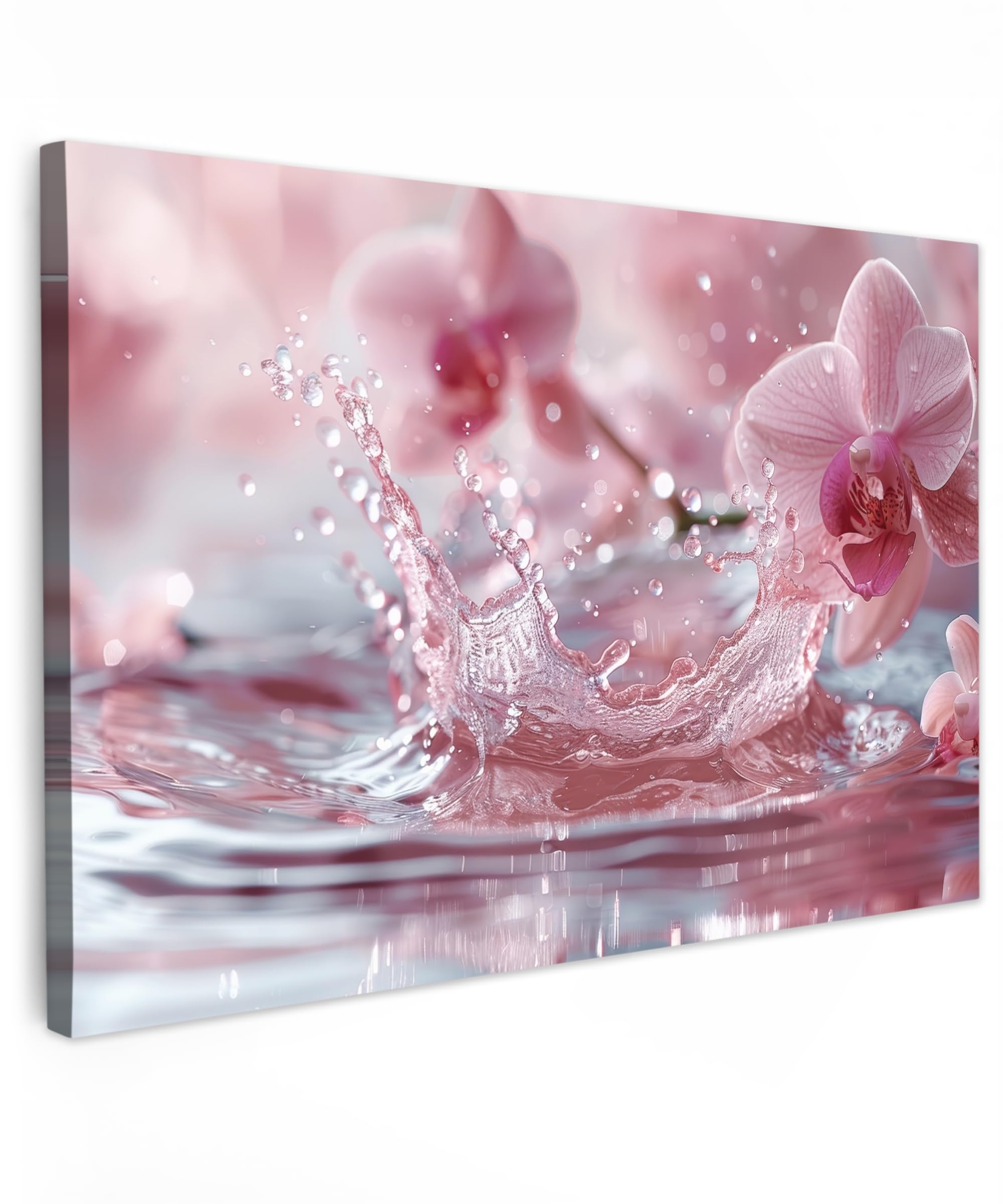 MuchoWow© Canvas Wall Art 24"x16" / 60x40 cm Decor Paintings Prints framed on Canvas Decorations Wallart Abstract - Modern - Water - Orchid