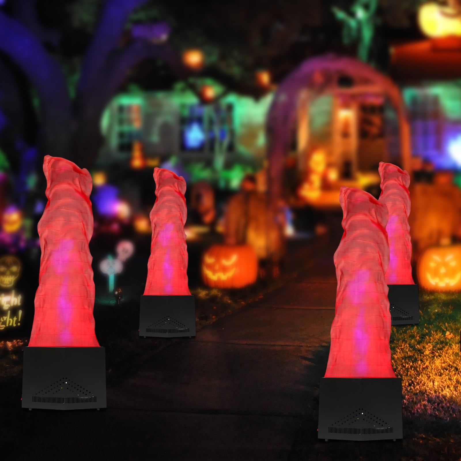 4.92 FT Electric Fake Fire Flame 24 LED Flame Lamp Stage Lights 3D Artificial Fire Lamp Fake Flame Effect Lamp Simulated Flame Light for Christmas Party Festival Campfire Halloween Decorations