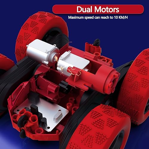 Miniatura 2 de Hamdol Coche de control remoto de doble cara giratorio de 360 4WD RC con faros 2.4GHz, auto eléctrico de acrobacias de carrera, autos de juguete