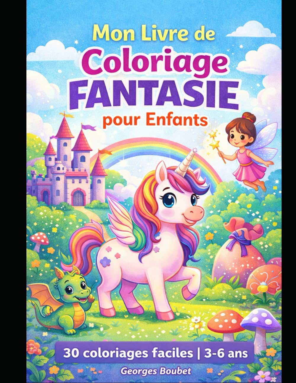 Mon Livre de Coloriage Fantaisie pour Enfants: 30 coloriages faciles | Fées, licornes et dragons | Dès 3 ans (3-6 ans)