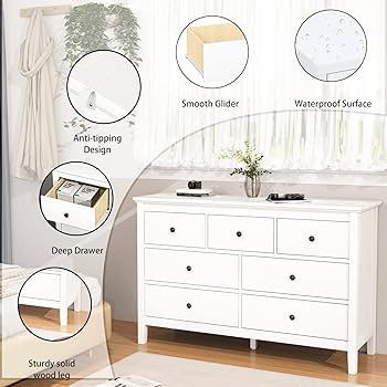 Amazon｜JOZZBY ホワイトドレッサー 7段引き出しドレッサー 寝室