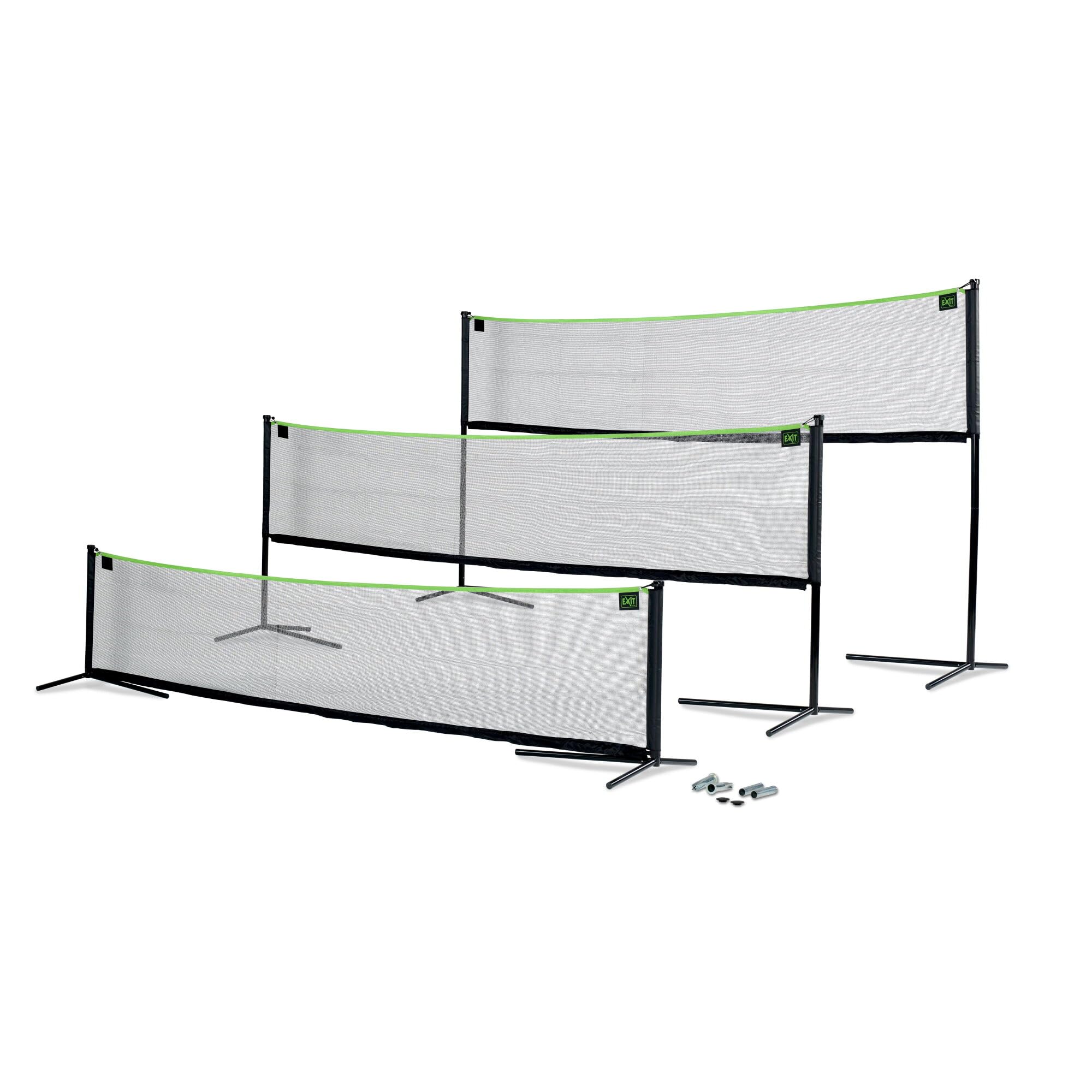 EXIT Toys Adjustable Sports Net - Extra Tight Net - Very Sturdy & Stable - Includes Carrying Bag and Anchorage - Multifunctional - Volleyball Net, Badminton Net, Tennis Net & More - Black
