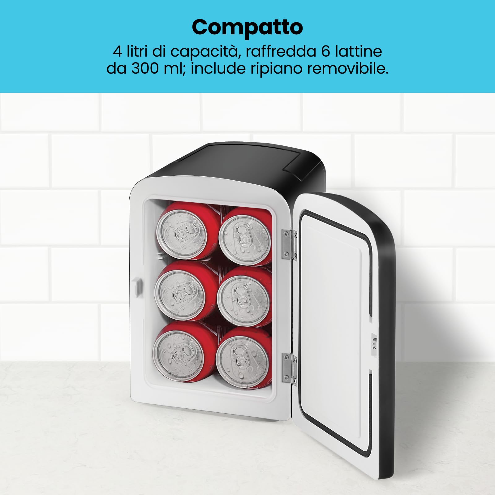 Mini Frigo Portatile Chefman 4L Con Lavagna, Raffredda E Riscalda, 12V E 220V, Ecologico Senza Freon, Per Viaggi E Ufficio