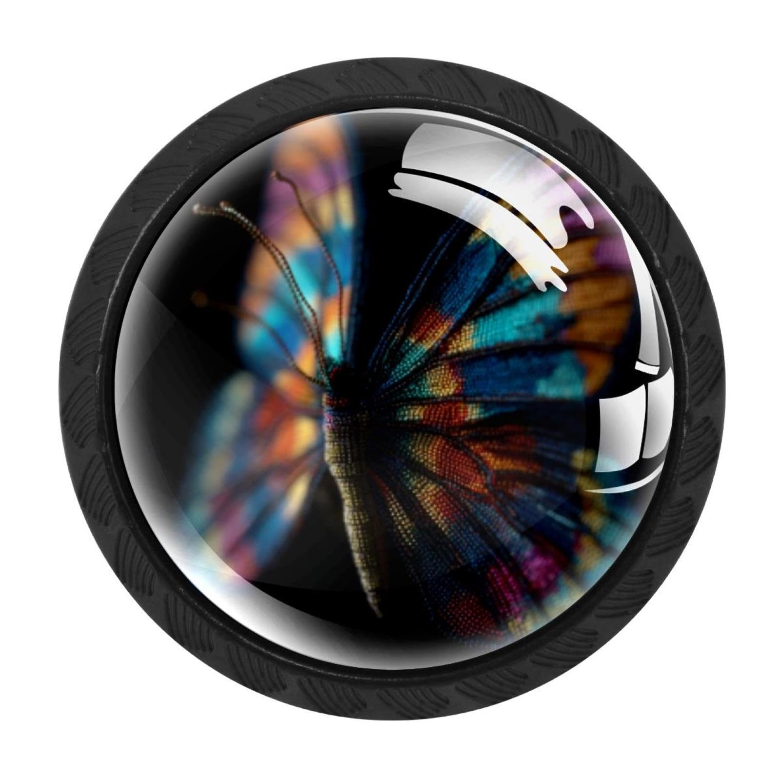 Chenzzzz Multicolored 18 4Pcs Butterfly (1) Drawer Knobs Black Cabinet Knobs Cupboard Handles Hardware Round Door Pull Handle For Cabinet Wardrobe Drawer Bedroom Bathroom Furniture