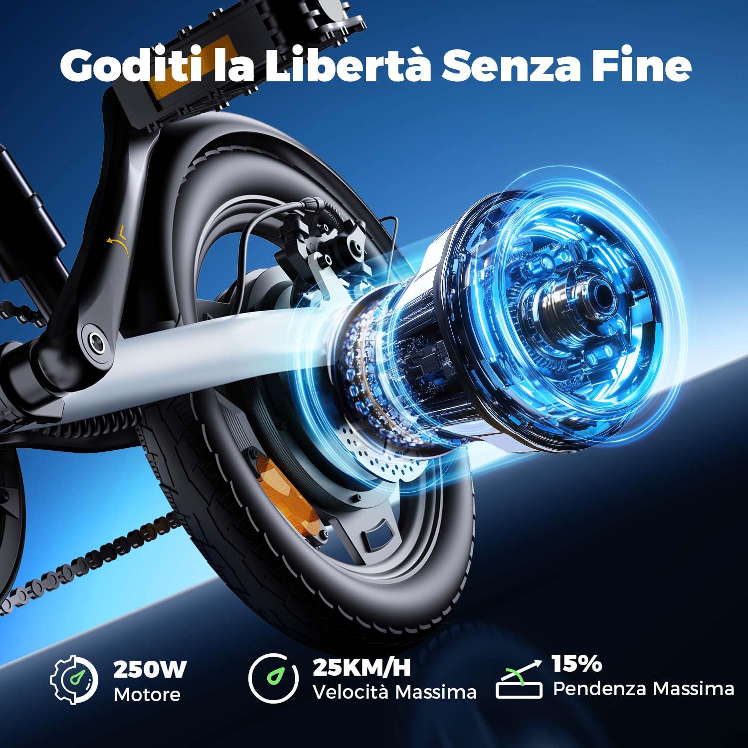Finbike U1/EB1 Bici Elettrica Pieghevole, 14" Bici Elettrica da 280.8 WH Batteria, Autonomia di 40 KM, Motore 250W, E-Bike per Adulti E Adolescente, Carga 150kg, 10/15/25KM/H, Pendolarismo Quotidiano