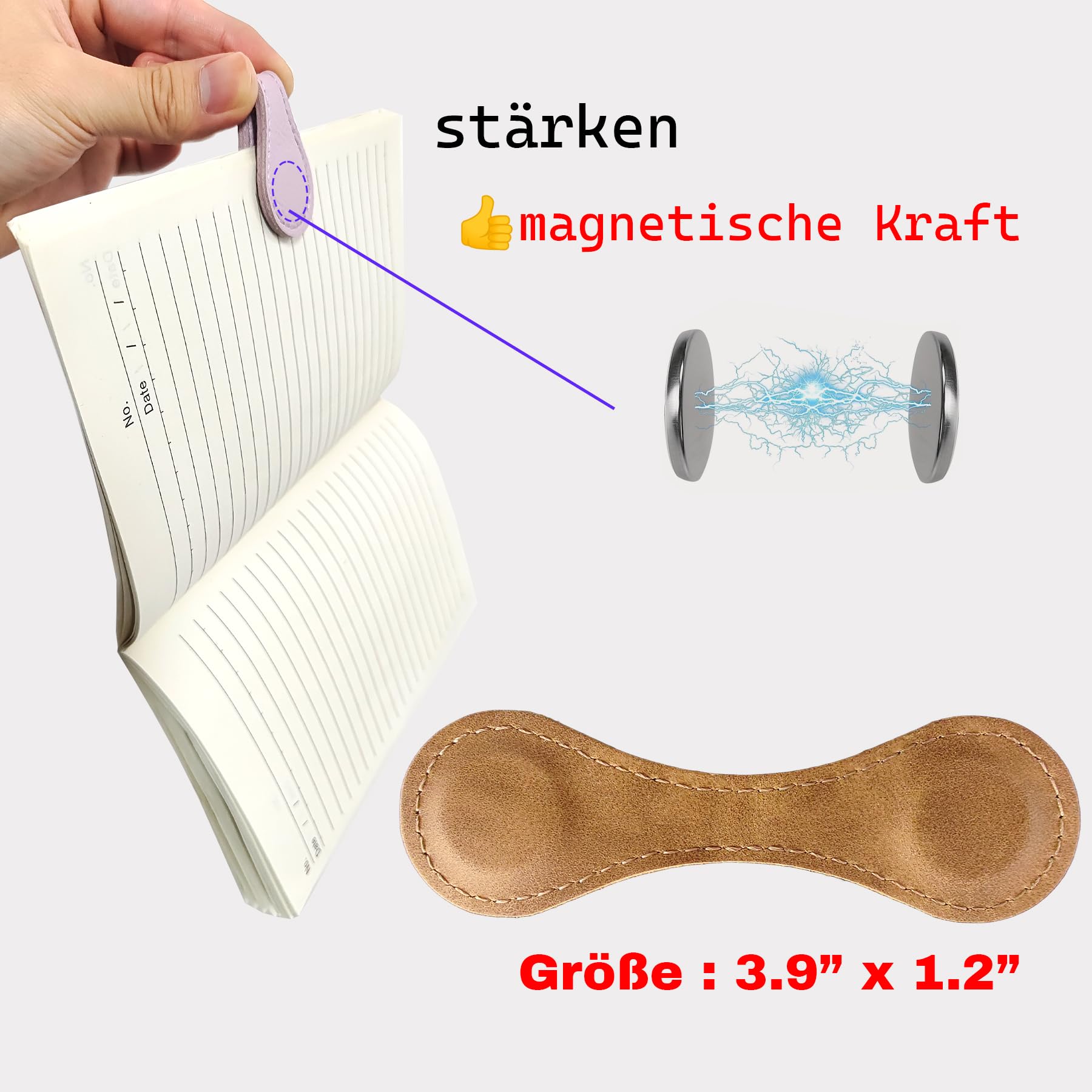 Magnetisches Leder-Lesezeichen – Macaron-Design, Starke Haltekraft, Perfekt Für Buchliebhaber