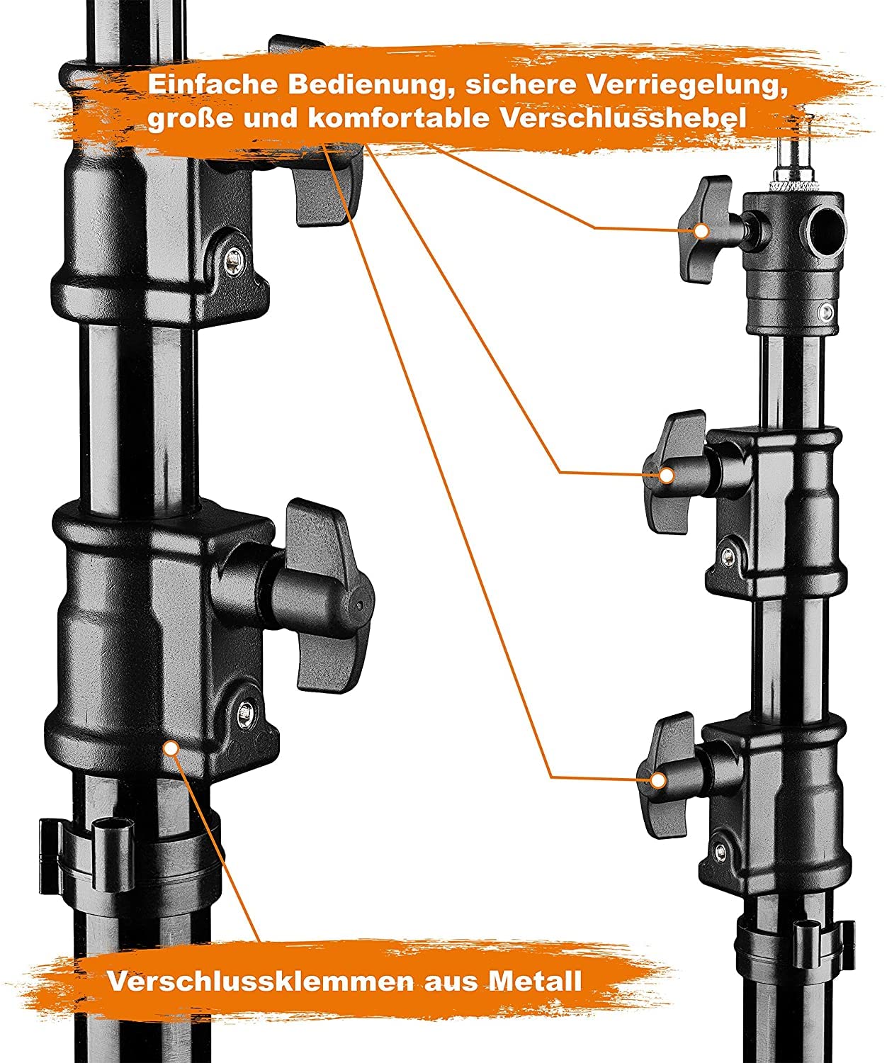 Walimex pro AIR 290 Deluxe Set 2 trípodes de lámparas altura máx. 290 cm soporte luz suspensión neumática base de flash soporta hasta 7 kg pie apoyo en aluminio tripod estudio fotográfico y exteriores