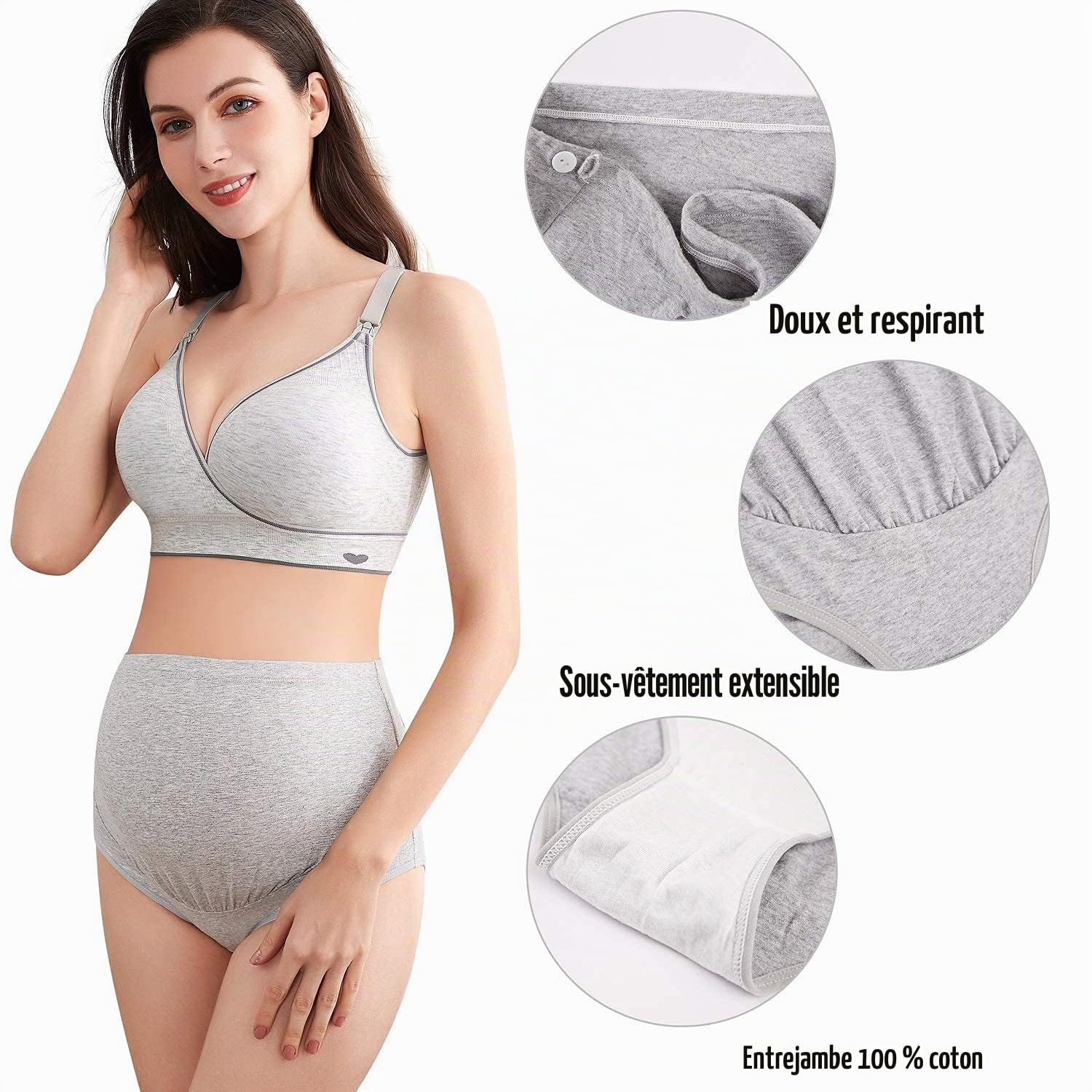 Mama Cotton Women's Over The Bump Maternity Panties High Taist Couverture complète de Grossesse Multi -Weary Multi-Pack (S-4XL)