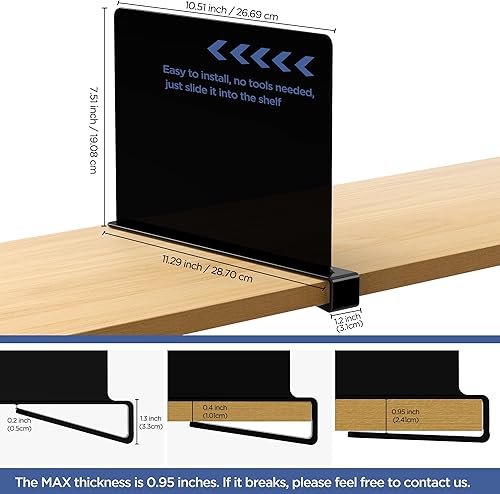 Miniatura 2 de HBlife 6 separadores de estantes negros, organizador vertical de bolso para armario, perfecto para suéteres, camisas, bolsos en el dormitorio y la