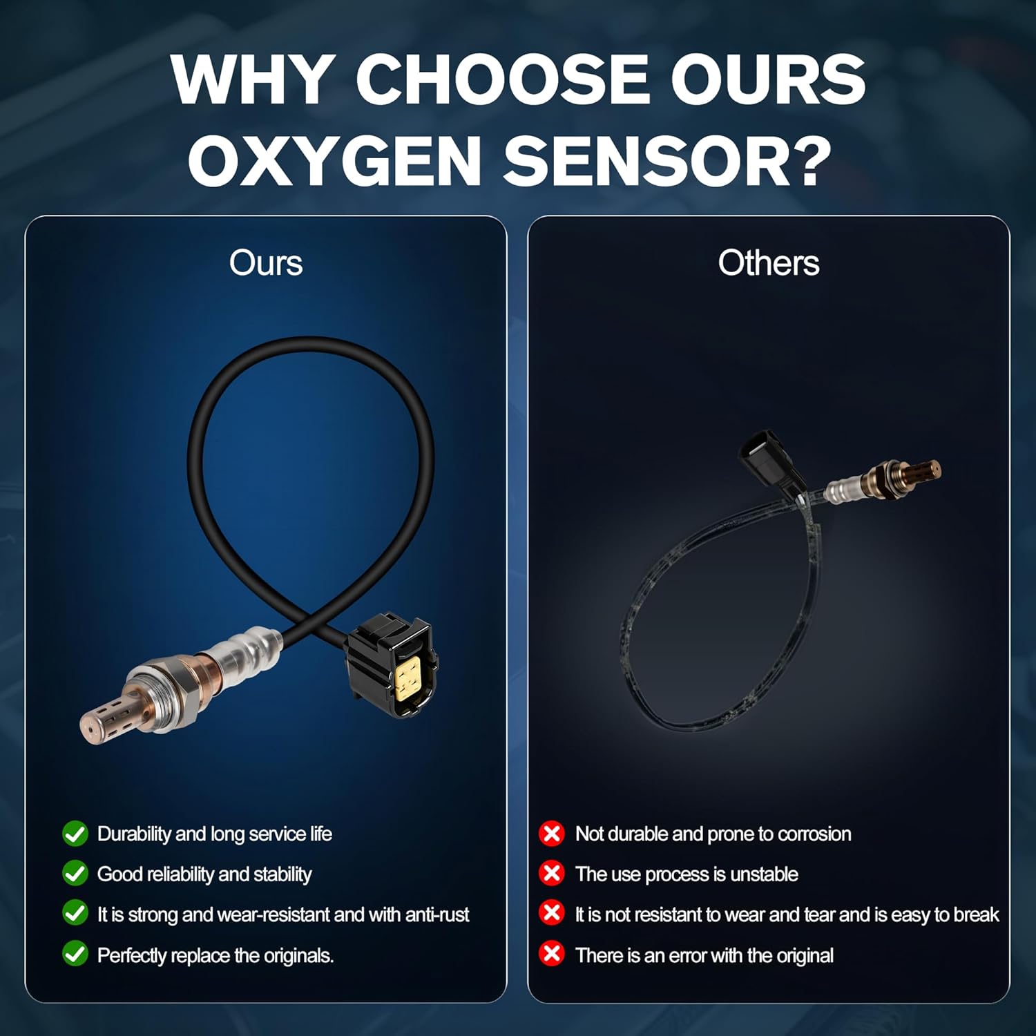 2PCS Oxygen O2 Sensor Upstream Downstream Compatible with Dodge Ram Caravan Challenger Durango Nitro,for Jeep Commander Grand Cherokee Wrangler Chrysler Replace# OE 234-4587 250-24253