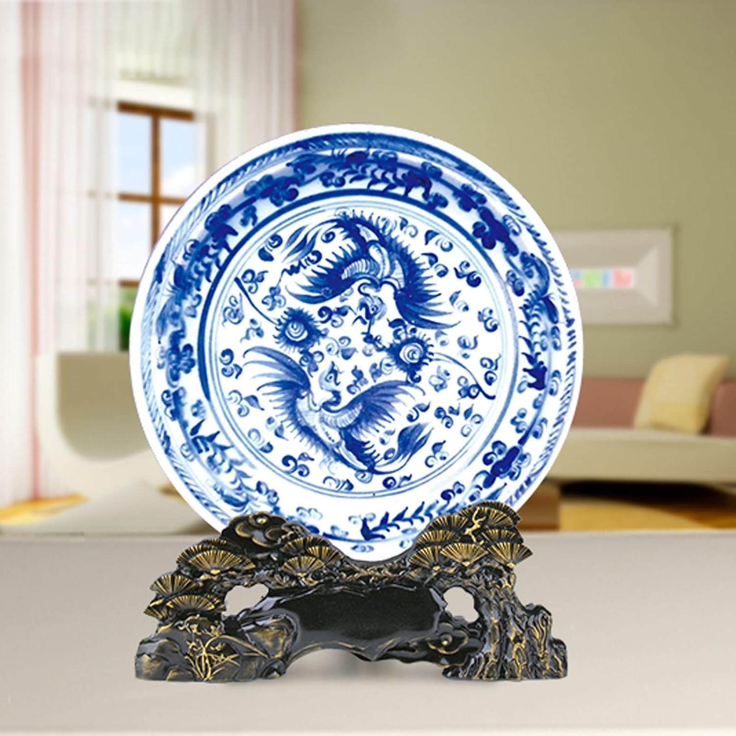 Plant Trays for Pots Porcelain Plate Rack Charcoal Carving Ornament Base Household Porcelain Plate Rack Safety Buckle Home Decoration Display Rack Plant Pot Saucers (Size : Small)