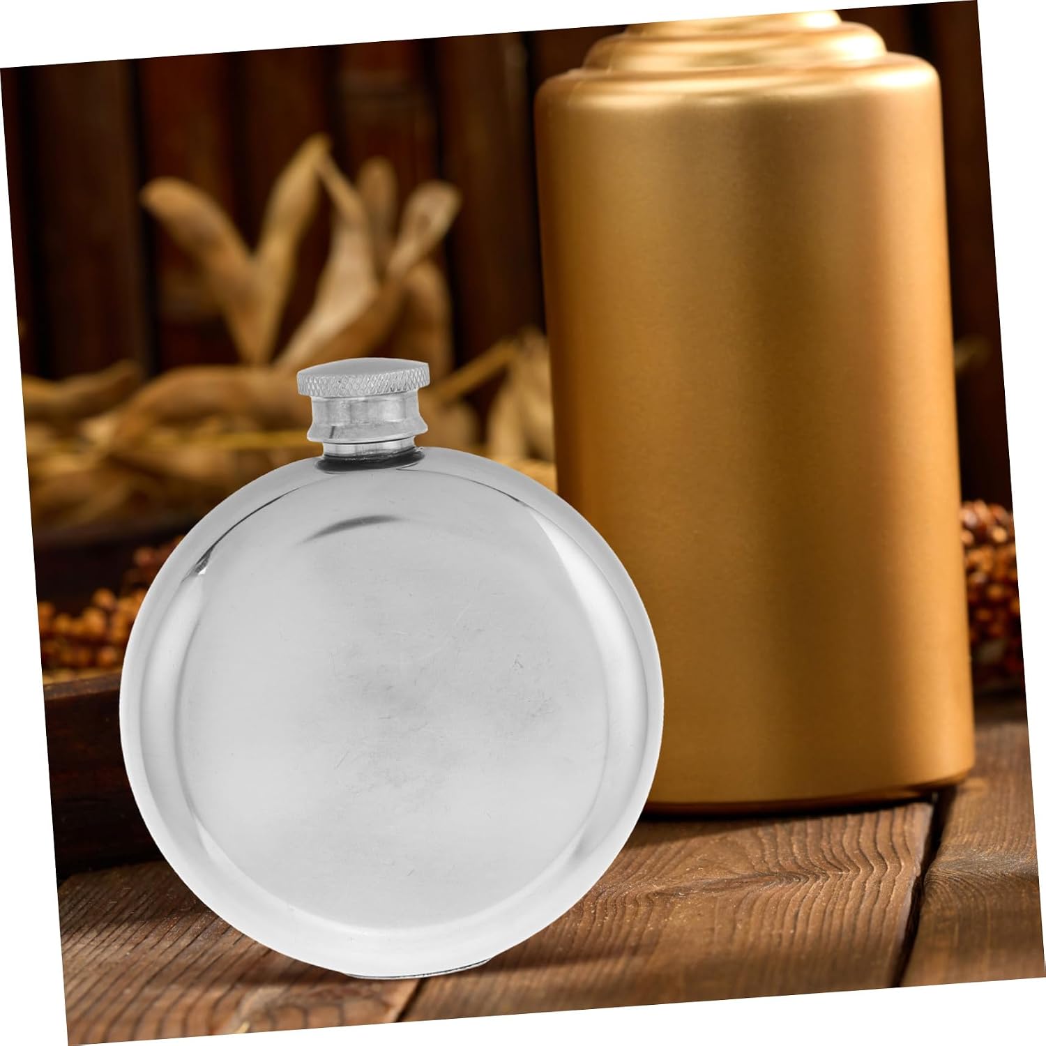 2Pcs Stainless Steel Outdoor Flask Portable Round Hip Flask with Funnel Mirror Finish Design for Camping Hiking and Travel Stylish Alcohol Accessory for Men