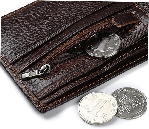 Miniatura 4 de SHERCHPRY Mens Money Clip Wallet Genuine Pocket Purseg- Money Bifold Zipper with Stitching Cases Slim Leather Vintage Clips Men Short Billeteras De
